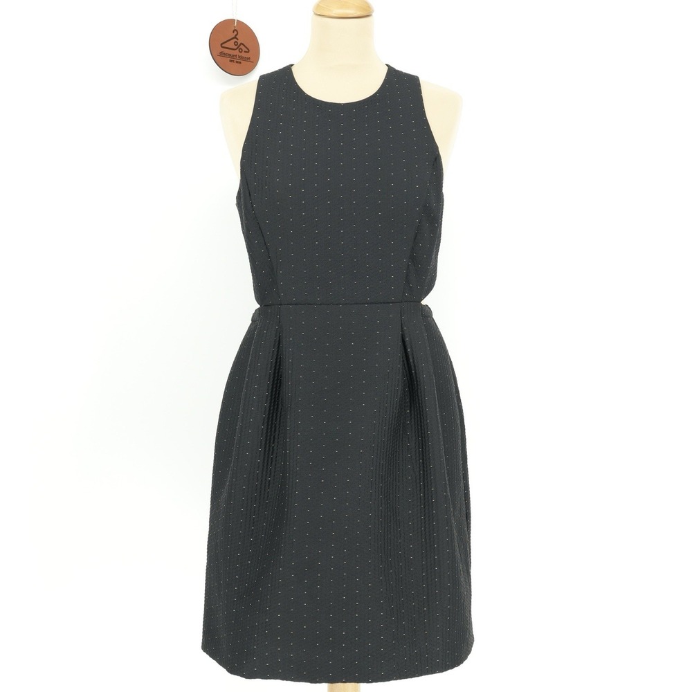 Madewell Nightfall Jacquard Side‎ Cutout Mini Dress Party Black Gold Size 4